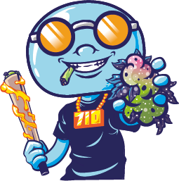 Frosty mostrando una flor